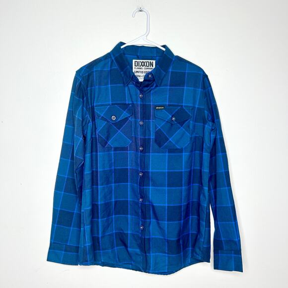 DIXXON Limited Edition Form and Function Snap On Blue Plaid Flannel Button Down - Picture 1 of 6
